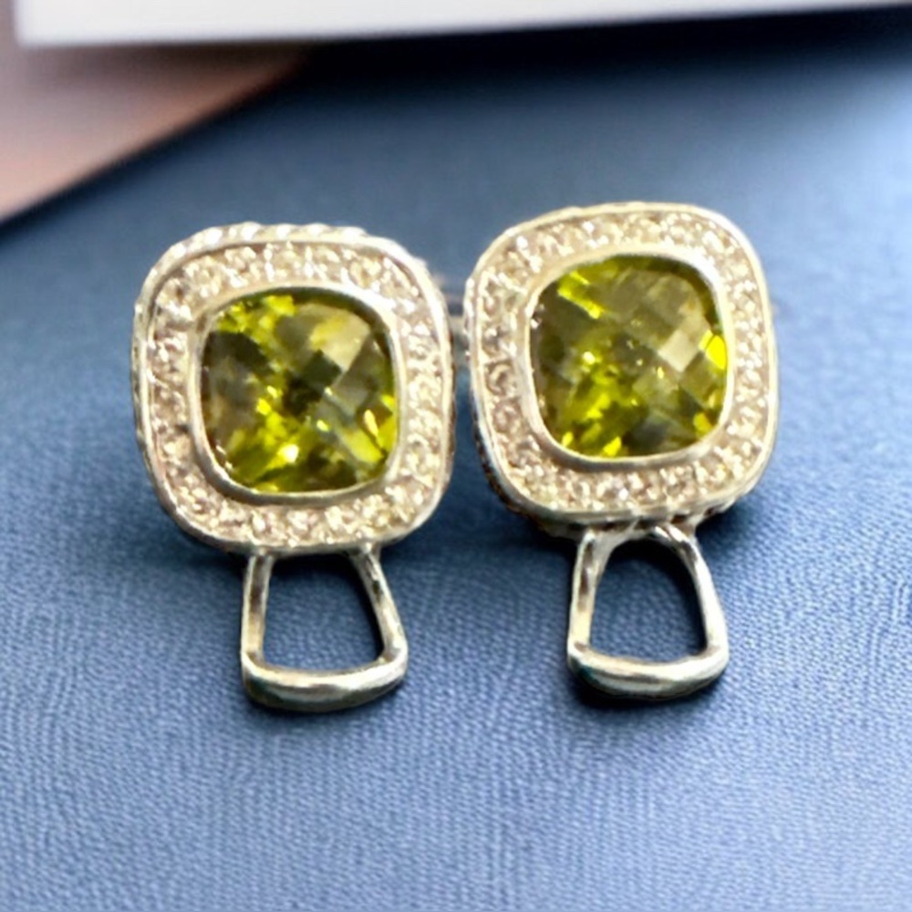 Park Lane Olive Cushion Crystal Halo Stud Earrings - Picture 6 of 6